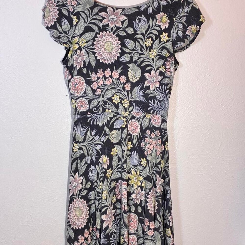 Loft-Gray Dress XSP - Floral V Back